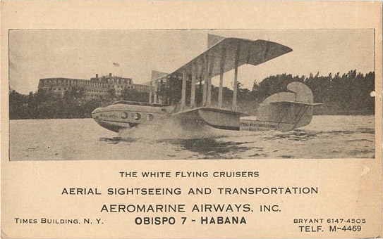 Aeromarine postcard of the 'Balboa' in Miami, 1922