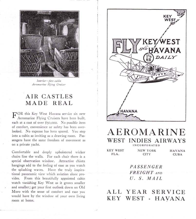 Aeromarine West Indies Airways timetable, 1920