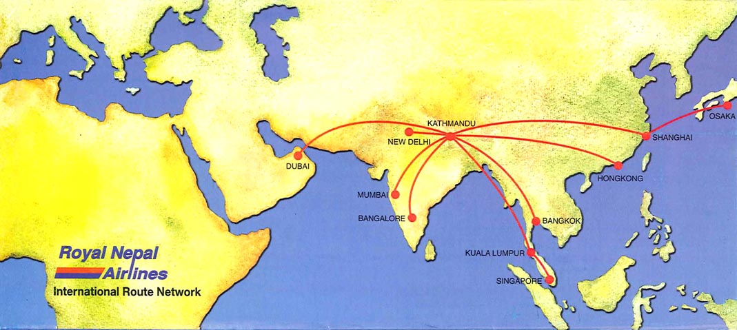 Nepal Airlines Route Map Royal Nepal Airlines